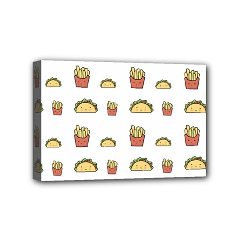Fries Taco Pattern Fast Food Mini Canvas 6  x 4  (Stretched) from ArtsNow.com