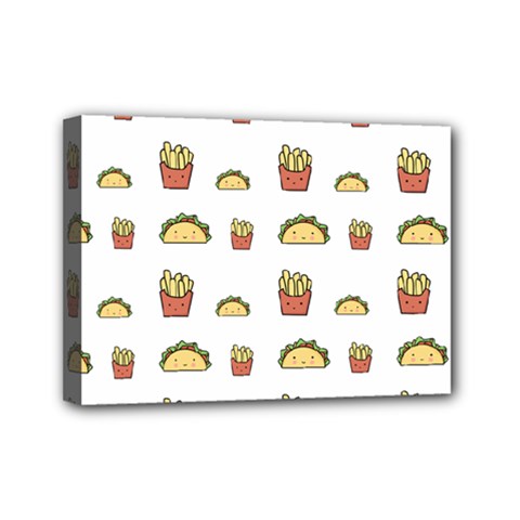 Fries Taco Pattern Fast Food Mini Canvas 7  x 5  (Stretched) from ArtsNow.com