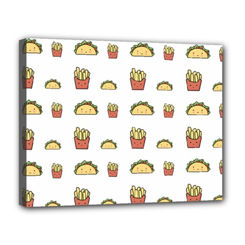 Fries Taco Pattern Fast Food Canvas 14  x 11  (Stretched) from ArtsNow.com