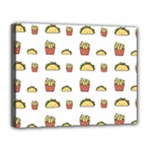 Fries Taco Pattern Fast Food Canvas 14  x 11  (Stretched)