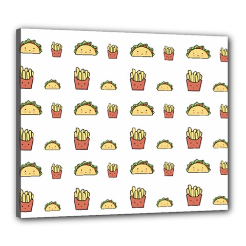 Fries Taco Pattern Fast Food Canvas 24  x 20  (Stretched) from ArtsNow.com