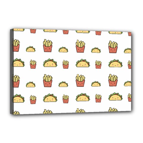 Fries Taco Pattern Fast Food Canvas 18  x 12  (Stretched) from ArtsNow.com