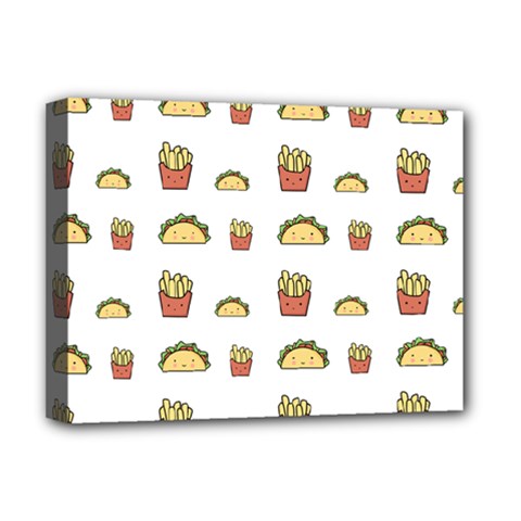 Fries Taco Pattern Fast Food Deluxe Canvas 16  x 12  (Stretched)  from ArtsNow.com
