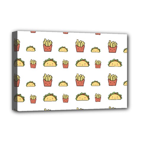 Fries Taco Pattern Fast Food Deluxe Canvas 18  x 12  (Stretched) from ArtsNow.com