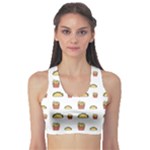 Fries Taco Pattern Fast Food Fitness Sports Bra