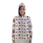 Fries Taco Pattern Fast Food Women s Hooded Windbreaker