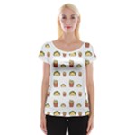 Fries Taco Pattern Fast Food Cap Sleeve Top