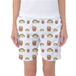 Fries Taco Pattern Fast Food Women s Basketball Shorts