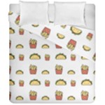 Fries Taco Pattern Fast Food Duvet Cover Double Side (California King Size)