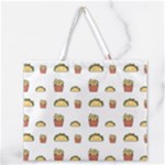 Fries Taco Pattern Fast Food Zipper Large Tote Bag