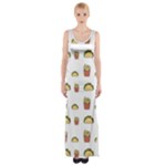 Fries Taco Pattern Fast Food Thigh Split Maxi Dress