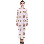 Fries Taco Pattern Fast Food Turtleneck Maxi Dress