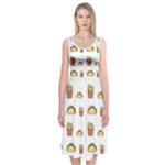Fries Taco Pattern Fast Food Midi Sleeveless Dress