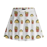Fries Taco Pattern Fast Food Mini Flare Skirt