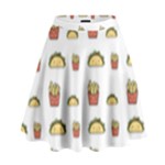 Fries Taco Pattern Fast Food High Waist Skirt
