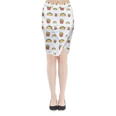 Fries Taco Pattern Fast Food Midi Wrap Pencil Skirt from ArtsNow.com