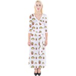 Fries Taco Pattern Fast Food Quarter Sleeve Wrap Maxi Dress