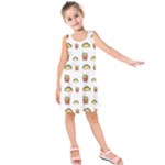 Fries Taco Pattern Fast Food Kids  Sleeveless Dress