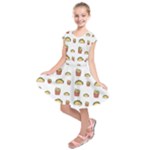 Fries Taco Pattern Fast Food Kids  Short Sleeve Dress