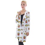 Fries Taco Pattern Fast Food Hooded Pocket Cardigan