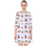 Fries Taco Pattern Fast Food Smock Dress