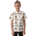 Fries Taco Pattern Fast Food Kids  Short Sleeve Shirt