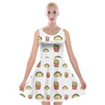 Fries Taco Pattern Fast Food Velvet Skater Dress