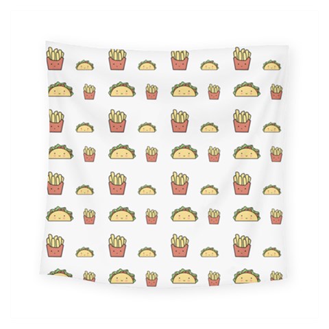 Fries Taco Pattern Fast Food Square Tapestry (Small) from ArtsNow.com
