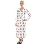 Fries Taco Pattern Fast Food Velvet Maxi Wrap Dress
