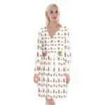 Fries Taco Pattern Fast Food Long Sleeve Velvet Front Wrap Dress