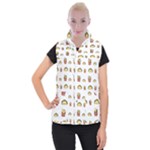 Fries Taco Pattern Fast Food Women s Button Up Vest
