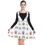 Fries Taco Pattern Fast Food Plunge Pinafore Dress