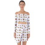 Fries Taco Pattern Fast Food Off Shoulder Top with Skirt Set
