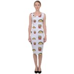 Fries Taco Pattern Fast Food Sleeveless Pencil Dress