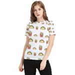 Fries Taco Pattern Fast Food Women s Short Sleeve Rash Guard