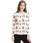 Fries Taco Pattern Fast Food Women s Long Sleeve Rash Guard