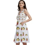 Fries Taco Pattern Fast Food Sleeveless V-Neck Skater Dress with Pockets