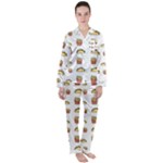 Fries Taco Pattern Fast Food Women s Long Sleeve Satin Pajamas Set	