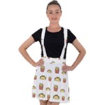 Fries Taco Pattern Fast Food Velvet Suspender Skater Skirt