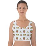 Fries Taco Pattern Fast Food Velvet Crop Top