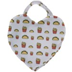 Fries Taco Pattern Fast Food Giant Heart Shaped Tote