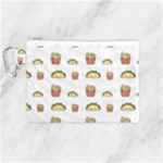 Fries Taco Pattern Fast Food Canvas Cosmetic Bag (Medium)
