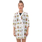 Fries Taco Pattern Fast Food Half Sleeve Chiffon Kimono