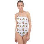 Fries Taco Pattern Fast Food Classic One Shoulder Swimsuit