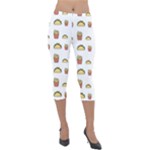 Fries Taco Pattern Fast Food Lightweight Velour Capri Leggings 