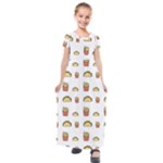 Fries Taco Pattern Fast Food Kids  Short Sleeve Maxi Dress
