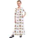 Fries Taco Pattern Fast Food Kids  Quarter Sleeve Maxi Dress