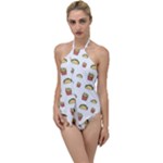 Fries Taco Pattern Fast Food Go with the Flow One Piece Swimsuit