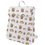 Fries Taco Pattern Fast Food Flap Top Backpack