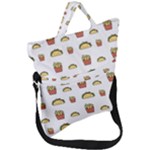 Fries Taco Pattern Fast Food Fold Over Handle Tote Bag